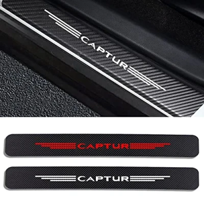 Image of 4Pcs Car Door Sill Scuff Plate Cover Sticker for Ren Ault CAPTUR Styling Accessories, Carbon Fiber Kick Plates Welcome Pedal Protector Strips Auto Threshold Non Slip Entry Guard Trim,White