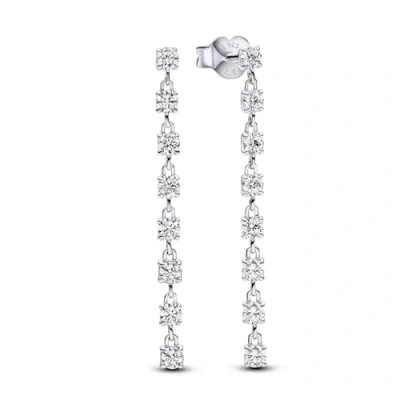 Image of Pandora Sparkling Eight Stones Drop Silver Earrings