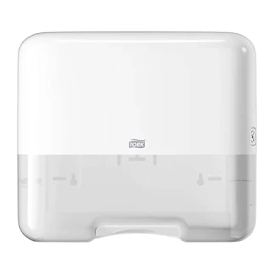 Image of Tork Singlefold/C Fold Mini Hand Towel Dispenser 553100 H3 Paper Slim, White