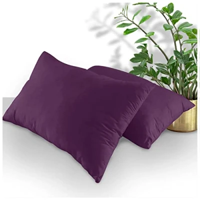 Image of Luxury Housewife Percale Pillow Cases 2 Pack, Super Soft Cozy Plain Dyed Pillowcases, Non Iron Polycotton Bedding Case, Berry