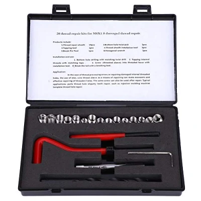 Image of 20Pcs M8x1 Thread Repair Kit,2D Length Stainless Steel M8 x 1mm Insert Kit Rethreading Tap,Compatible Hand Tool Set for Female Auto Repairing