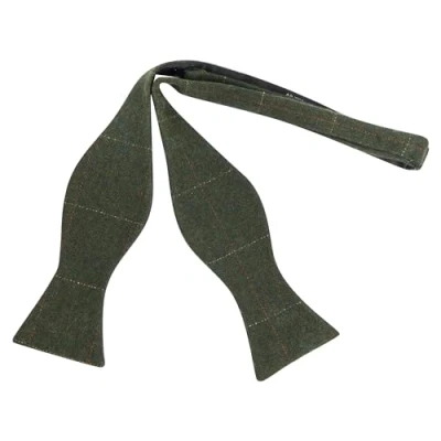 Image of King &amp; Priory Luxury Forest Green Herringbone Tweed Self Tie Bow