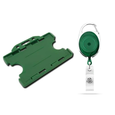 Image of ID Card It Holder Double Sided and Retractable YoYo Security Key Clip Reel (Dark Green)