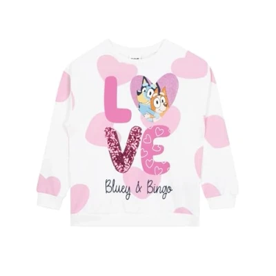 Image of Bluey Sweatshirt Girls With Sequins 100% Cotton Girls&#039; Sweatshirts White 18 24 Months