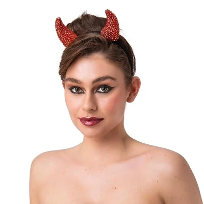 Image of Wicked Costumes Adult Deluxe Diamante Rhinestone Devil Horns on Headband