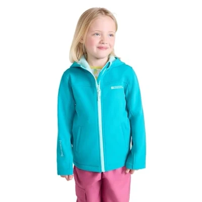 Image of Mountain Warehouse Exodus Kids Softshell Jacket Breathable, Wind &amp; Water Resistant, Fleece Lined Coat For Boys Girls Autumn, Winter, Hiking Outdoors Teal Size 5 6 Years