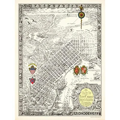 Image of Artery8 Map Curtis 1930 Creole City New Orleans Premium Wall Art Canvas Print 18X24 Inch