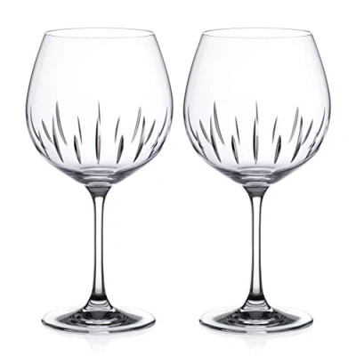 Image of DIAMANTE Premium Hand Cut Gin Copa Glass Pair Crystal Glasses &#039;Linea&#039; Collection Balloon Set of 2