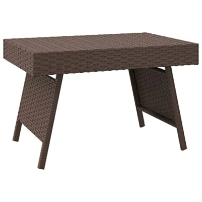 Image of vidaXL Foldable Side Table in Brown Weather Resistant Poly Rattan Material &amp; Powder Coated Steel Frame Versatile for Indoor and Outdoor Use Easy Assembly Space Saver Design