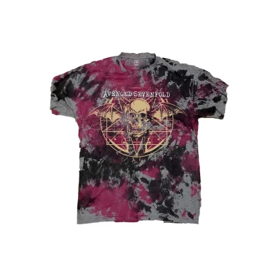 Image of Avenged Sevenfold T Shirt Ritual Band Logo Official Unisex Grey Dip Dye XL