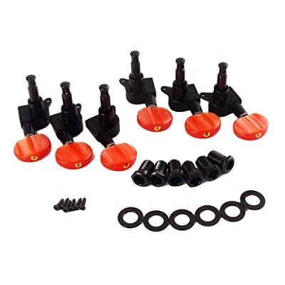 Image of Alnicov Guitar String Tuning Pegs Sealed Turner Machine Heads For Electric Or Acoustic Guitar,Black+Red