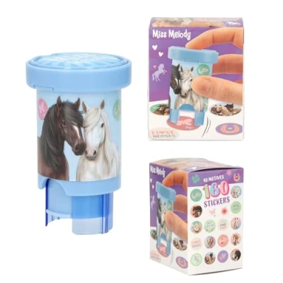 Image of Depesche 13350 Miss Melody Sticker Stamper Set Horse Stamping Set, Including Stamp and 160 Stickers, Multicoloured, One Size