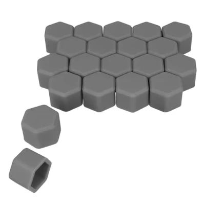 Image of kwmobile Set of 20 Car Wheel Nuts Covers Compatible with 19 mm Bolt Caps Hub Screw Cover Grey