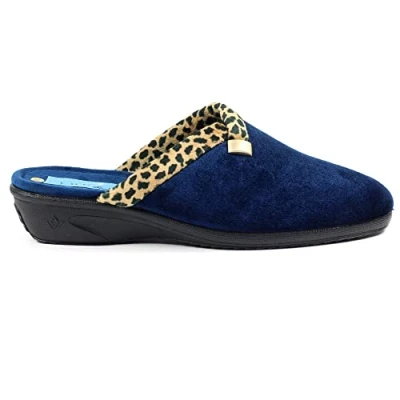 Image of Lunar Womens Michelle Ocelot Slipper Navy 6 UK