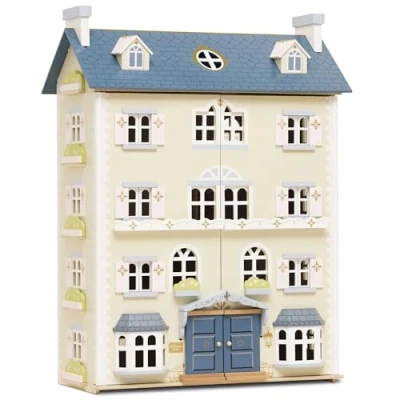 Image of Le Toy Van Palace House Large Wooden Doll 5 Storey Dolls Play Set Suitable For Ages 3+, Cream