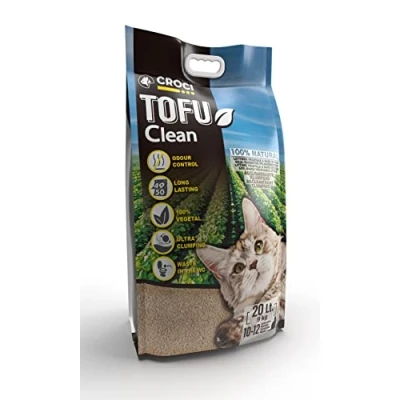 Image of Croci Tofu Clean Litter 20L Clumping Cat Litter, Biodegradable, flushes down the toilet, 100% vegetable, Long lasting Anti odor Sand