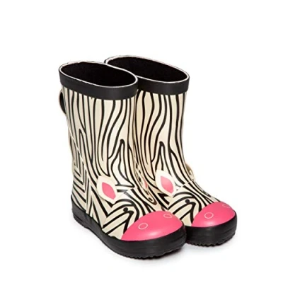 Image of Childrens Child Wellies Girls Boys Kids Animal Wellington Boots RUBBER Lined (White/Black Zebra, UK Footwear Size System, Toddler, Numeric, Medium, 5)