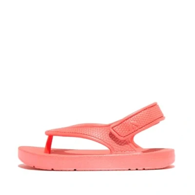 Image of Fitflop Boy&#039;s Girl&#039;s iQUSHION KIDS TODDLER SHIMMER ERGONOMIC FLIP FLOPS, Rosy Coral, 10 UK Child