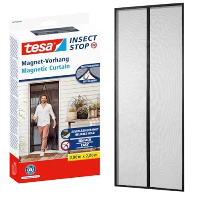 Image of tesa Insect Stop Self Closing Magnetic Mosquito Net Protection Screen for Balcony and Patio Doors Easy Installation Without Drilling 2.0 m x 0.8