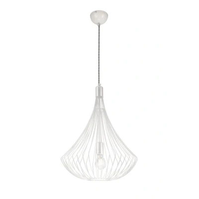 Image of Wire Frame Pendant Ceiling Light White, 1x E27