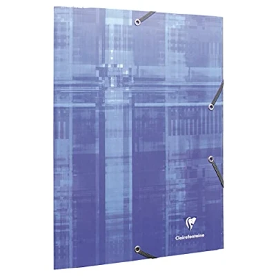 Image of Clairefontaine Ref 67020C Cardboard Elasticated 3 Flap Folder 240 x 320mm, Laminated Waterproof Cover, Allows 35mm Thickness of Files Random Colour