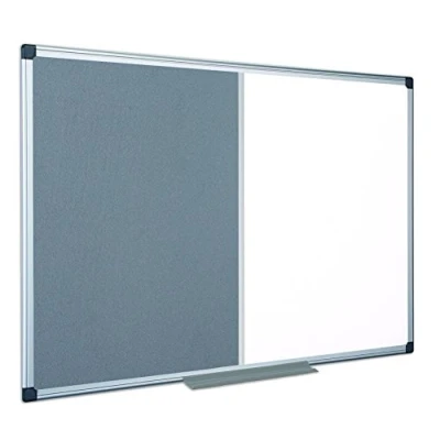 Image of Bi Office Combination Board Maya, Grey Felt/Melamine, Aluminium Frame, 90 x 60 cm