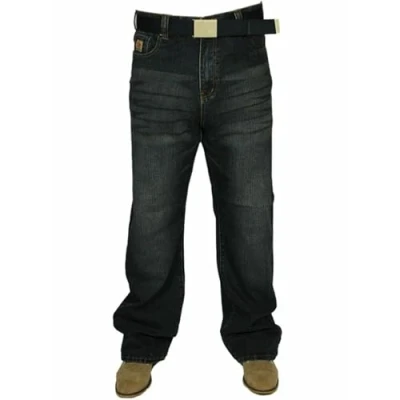 Image of Forge Mens Casual Jeans Regular Fit Comfortable Workwear with Free Belt Included, Blue Colour, 46W / 32L