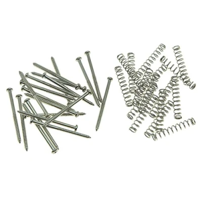 Image of Dopro Pack of 20 Bass Guitar Pickup Mounting Screws Springs Fits Precision P Jazz J or P90 Soap Bar Pickups Nickel
