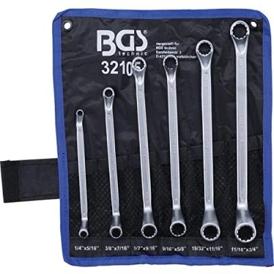 Image of BGS 32105 Double Ring Spanner Set deep offset ends Inch Sizes 1/4&quot; 3/4&quot; 6 pcs.