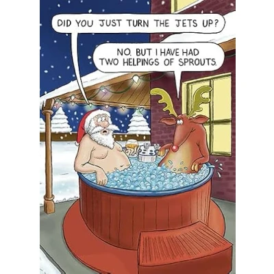 Image of Paperlink Humorous Christmas Greeting Card Did You Turn The Jets Up? From Santa &amp; Co Range Funny Joke Suitable For Him / Her, Multicoloured, 130 x 180 mm