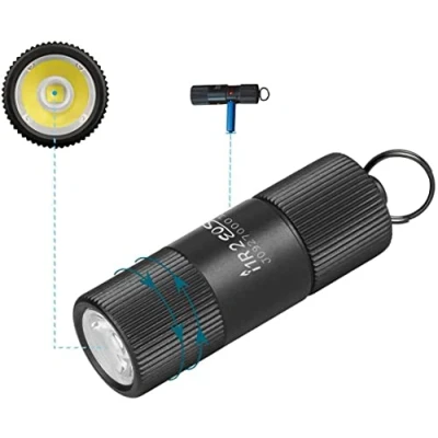 Image of OLIGHT i1R 2 EOS Rechargeable Keychain Torch 150 Lumens LED Flashlights, Small Lightweight Pocket Keyring Torch, Outdoor Gear Camping Lamp for EDC, Powered by A Battery(Black)