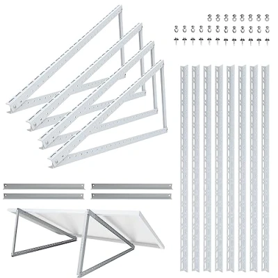 Image of NuaSol PV 4 x Solar Panel Bracket 48 Inches / 118 cm Module Balcony Power Station Aluminium Stand Flat Roof Adjustable 0 90 for 2 Panels Including Mounting