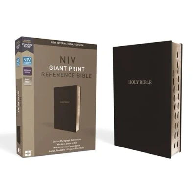 Image of NIV, Reference Bible, Giant Print, Leather look, Black, Red Letter Edition, Indexed, Comfort Print: New International Version, Black Bible: Edition