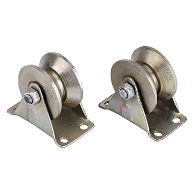 Image of 2 Pcs Inch Steel Sliding Gate Roller V Shaped Wheel Track Rail Door with Bracket