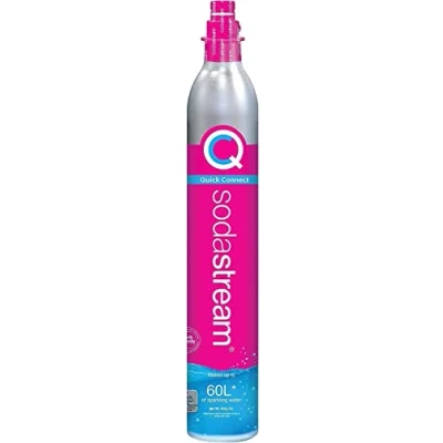 Image of SodaStream 60 Litre Spare Gas Cylinder for Sparkling Water Maker, CO2 Making Fizzy Carbonated at Home, (Quick Connect, Pink Gas)