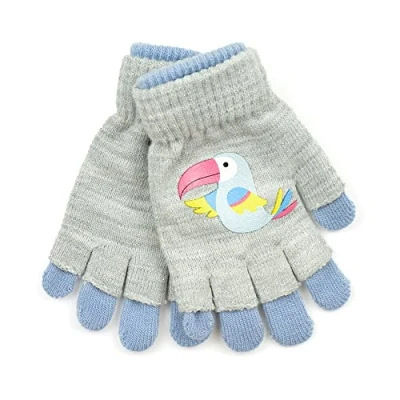 Image of undercover lingerie Girls 2 in 1 Thermal Magic Bird Gloves GL918 Grey/Blue