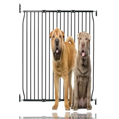 Image of Bettacare Extra Tall Eco Screw Fit Pet Gate, Black, 110cm 120cm, Gate 100cm in Height, Fitted Dog Safety for Puppy