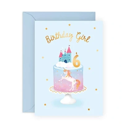 Image of Central 23 Unicorn Birthday Card For Girl Kids Age 6 Year Old Daughter Granddaughter Goddaughter Comes With Fun Stickers