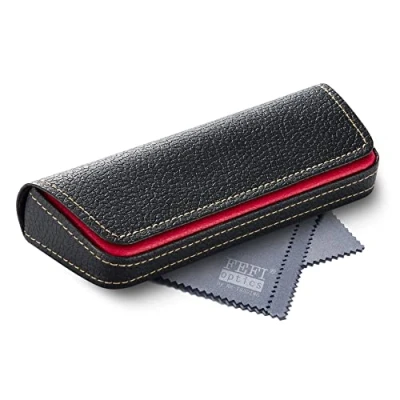 Image of FEFI Elegant glasses case in two tone leather look, red, M