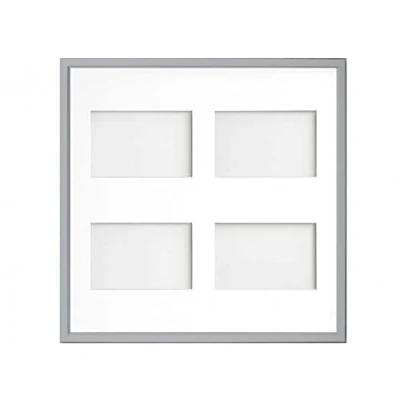 Image of Frame Company Drayton Multi Aperture Photo Frame, Grey, 40x40cm for 6x4 inch (x4)
