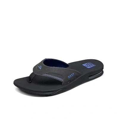 Image of Reef Mens Fanning Raven Sandals Black Size UK 13
