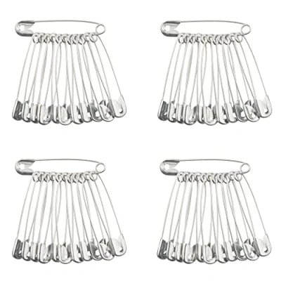 Image of 37mm Safety Pins, Pack of 48, Nickel Plated, Clothes Arts Crafts Sewing Hemming Textile Fabric Baby Clothing