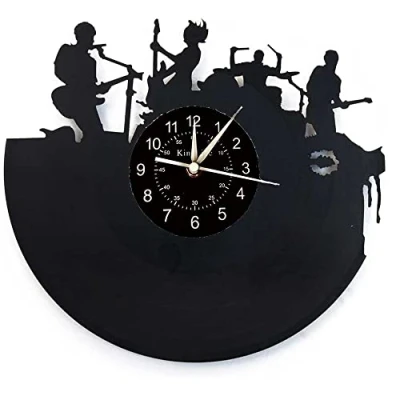 Image of Smotly Vinyl wall Clock, music Guitar Band Pattern is a gift for lovers home decoration clock.