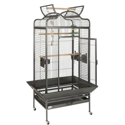Image of WUNDAPETS CONISTON LARGE CAGE FOR MEDIUM PARROTS AFRICAN GREYS AMAZONS 2 COLOURS (ANTIQUE BLACK)