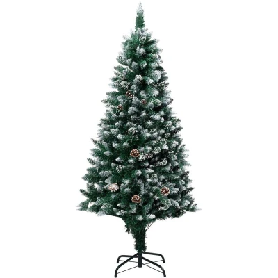 Image of vidaXL Artificial Christmas Tree with Pine Cones and White Snow 150 cm