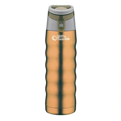 Image of Pioneer Stainless Steel Sports Flask, Double Wall Vacuum Insulated Drinks Bottle, 480ml, Bronze