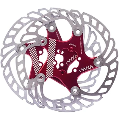 Image of YBEKI Bike disc Brake Rotor 140mm 160mm 180mm 203mm Heat Dissipation with 6 Bolts for Road Mountain MTB BMX Stainless Steel Bicycle (red, 203mm)