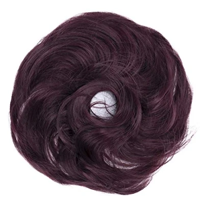 Image of CAISHA Synthetic Fiber Hairpiece Scrunchie Scrunchy Updo Slightly Wavy Wine Red G20B