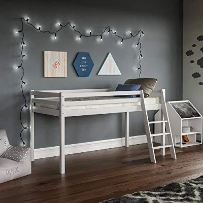 Image of Vida Designs Sydney High Sleeper Cabin Bunk Bed With Ladder, Solid Pine Wood Frame, Kids Children, Single 3 Foot, White