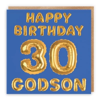 Image of Hunts England Godson 30th Birthday Card Happy 30 Balloon Collection